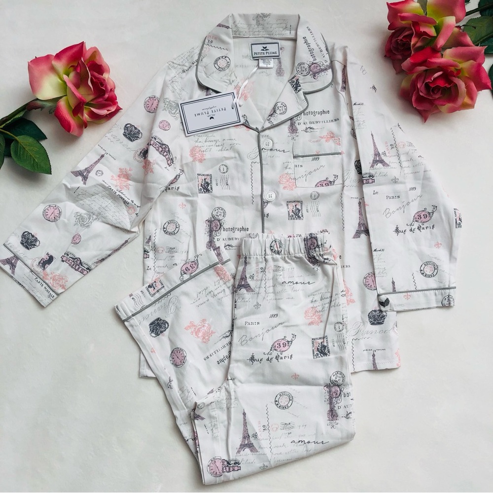 💕 Petite Plume Paris Musings Luxury Pajamas • Size 5T • Shirt & Pants Set